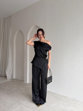 NİVRA Saten Takım 8495 - Siyah 