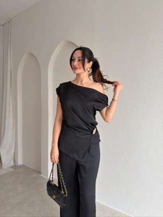 NİVRA Saten Takım 8495 - Siyah - 2