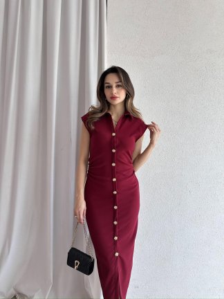 NİXİE Midi Elbise 8659 - Bordo - 1