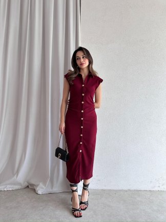 NİXİE Midi Elbise 8659 - Bordo - 2
