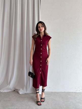 NİXİE Midi Elbise 8659 - Bordo - 3