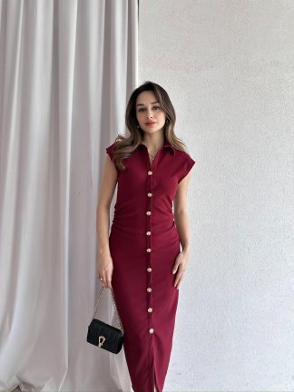 NİXİE Midi Elbise 8659 - Bordo - 4