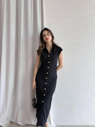 NİXİE Midi Elbise 8659 - Siyah 