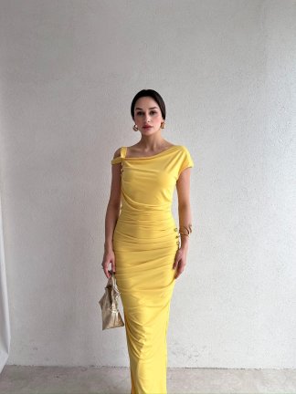 NOBBY Maxi Elbise 5053 - Sarı - 1