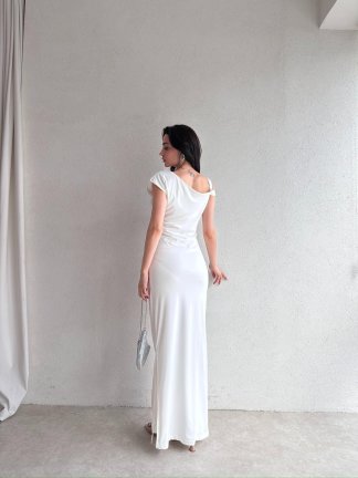 NOBBY Maxi Elbise 5053 - Beyaz - 4