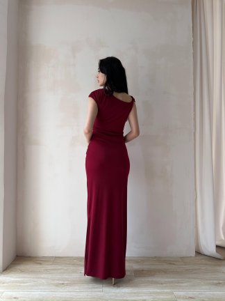 NOBBY Maxi Elbise 5053 - Bordo - 4