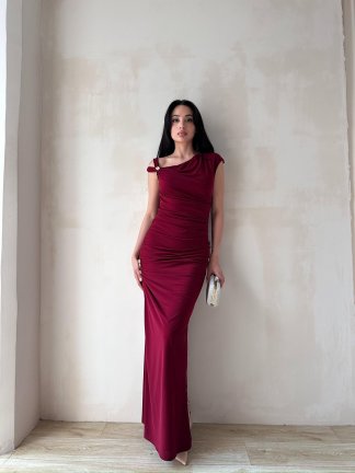 NOBBY Maxi Elbise 5053 - Bordo - 2