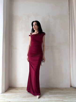 NOBBY Maxi Elbise 5053 - Bordo - 3