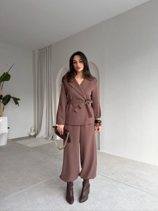 NOELLE Kuşaklı Takım 8403 - Kahverengi - 1