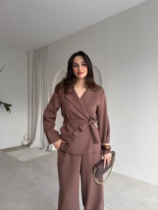 NOELLE Kuşaklı Takım 8403 - Kahverengi - 2