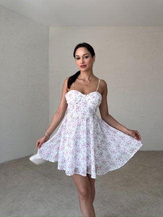 NOLES Mini Elbise 5861 - Beyaz - 1