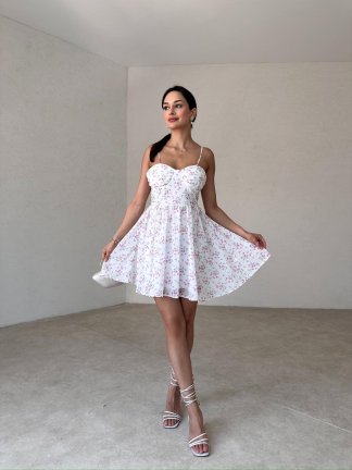 NOLES Mini Elbise 5861 - Beyaz - 2
