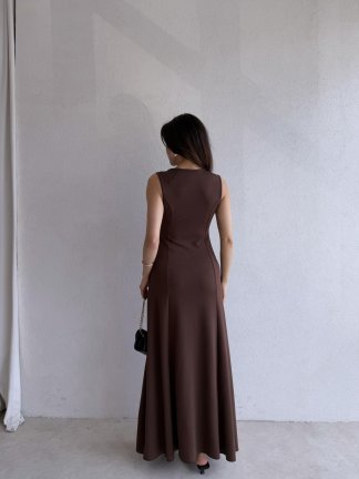 NOLLER Maxi Elbise 6748 - Acı kahve - 3