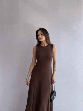 NOLLER Maxi Elbise 6748 - Acı kahve 