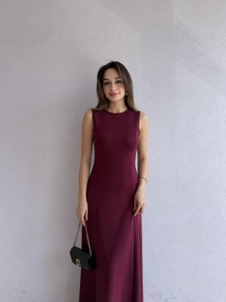 NOLLER Maxi Elbise 6748 - Mürdüm 