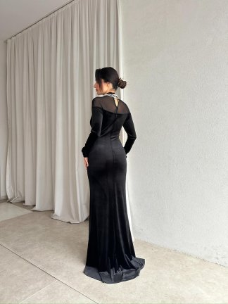 NOSSA Maxi Elbise 8719 - Siyah - 4