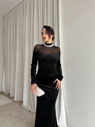 NOSSA Maxi Elbise 8719 - Siyah - 2