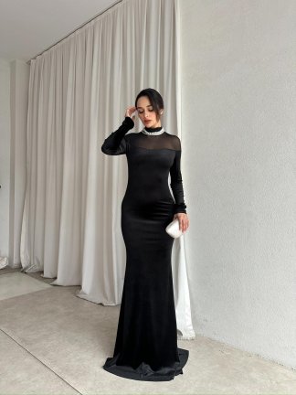 NOSSA Maxi Elbise 8719 - Siyah - 5