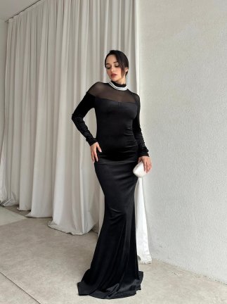 NOSSA Maxi Elbise 8719 - Siyah - 1