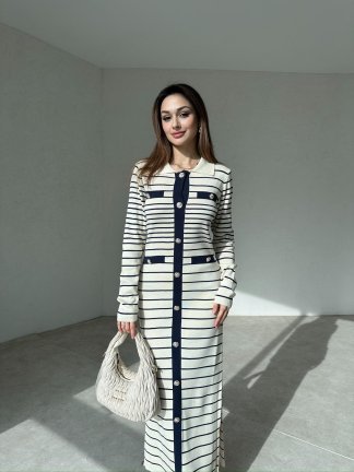 NOVELLO Maxi Elbise 6143 - Krem 