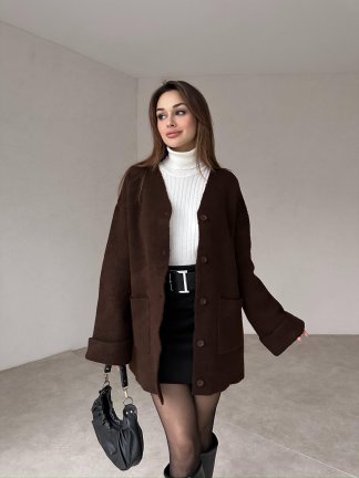 NOWLİN Hırka 7832 - Acı Kahve 