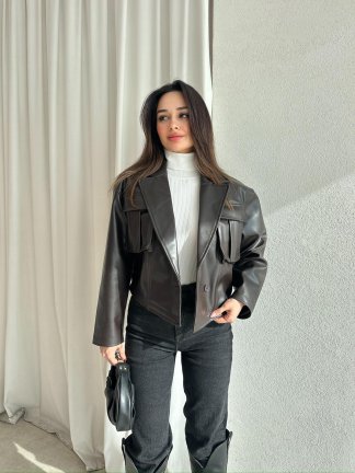 NOXİS Deri Ceket 8731 - Acı Kahve 