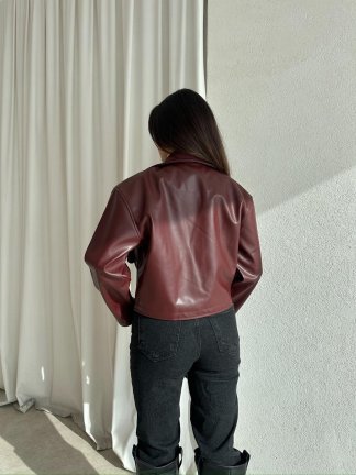 NOXİS Deri Ceket 8731 - Bordo - 4