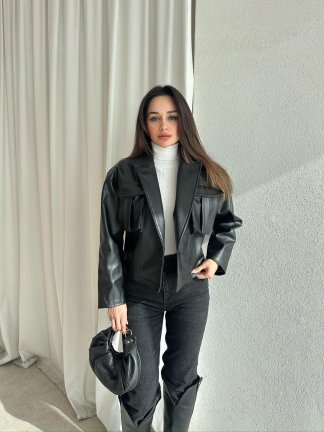 NOXİS Deri Ceket 8731 - Siyah 