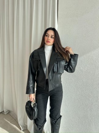 NOXİS Deri Ceket 8731 - Siyah - 3