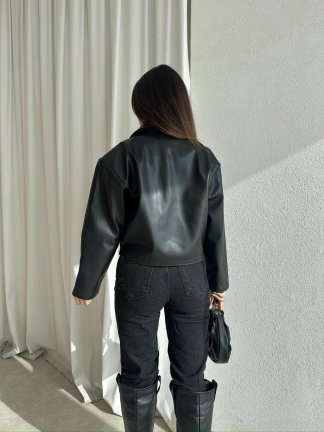 NOXİS Deri Ceket 8731 - Siyah - 4