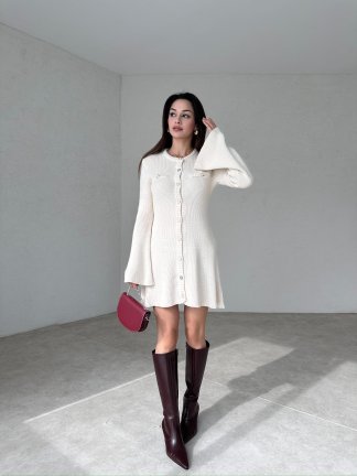 NUSTOS Mini Elbise 4831 - Krem - 3