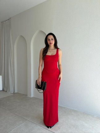 OCEAN Maxi Elbise 2126 - Kırmızı 