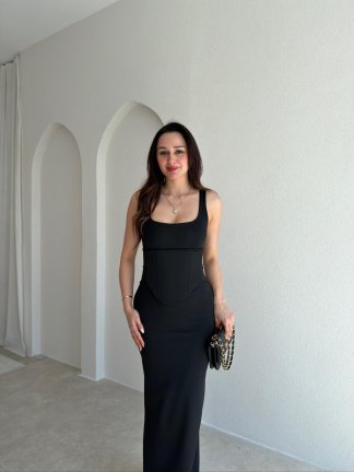 OCEAN Maxi Elbise 2126 - Siyah - 2