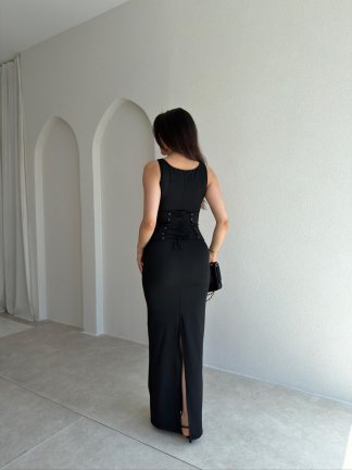 OCEAN Maxi Elbise 2126 - Siyah - 3