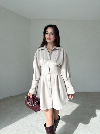 OCEAN Mini Elbise 2126 - Krem 