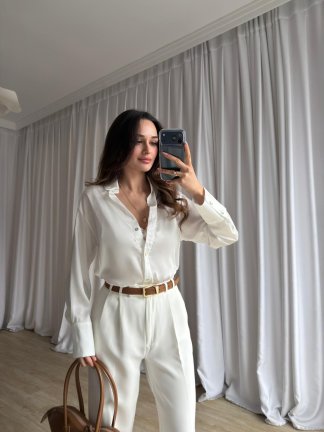  OLAF Saten Gömlek 8850 - Beyaz - 2