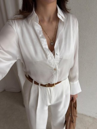  OLAF Saten Gömlek 8850 - Beyaz - 3