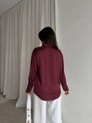 OLAF Saten Gömlek 8850 - Bordo - 4
