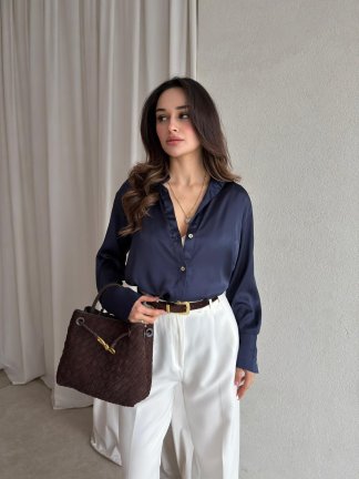 OLAF Saten Gömlek 8850 - Lacivert 