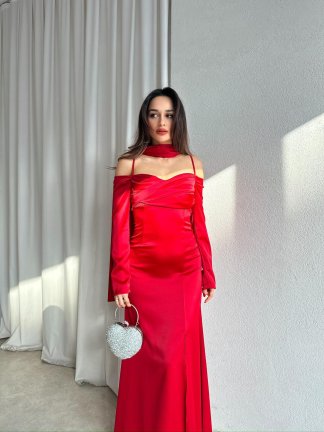 OLİVİA Elbise 8748 - Kırmızı 