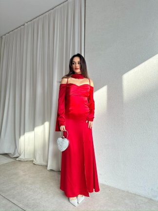 OLİVİA Elbise 8748 - Kırmızı - 4