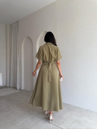 OLWEN Midi Elbise 4211 - Haki - 3