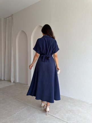OLWEN Midi Elbise 4211 - Lacivert - 3