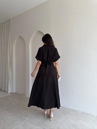 OLWEN Midi Elbise 4211 - Siyah - 3