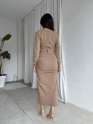 OMNİA Midi Elbise 8411 - Krem - 4