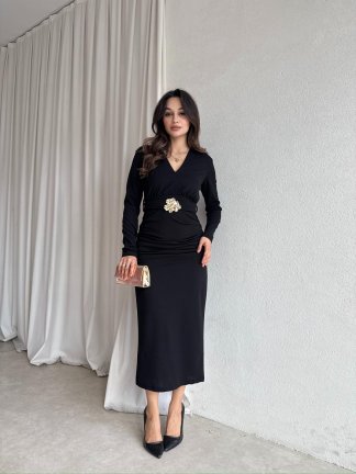 OMNİA Midi Elbise 8411 - Siyah - 2