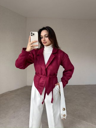 Omuz Detaylı FRANCİS Süet Ceket 1255 - Bordo - 3