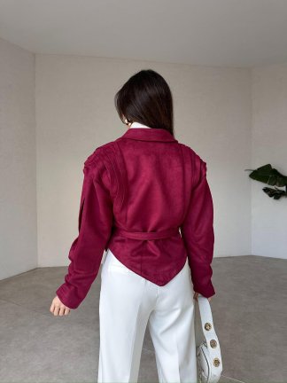Omuz Detaylı FRANCİS Süet Ceket 1255 - Bordo - 4