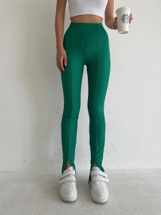 Ön Yırtmaçlı Yüksek Bel Naomi Tayt 6137 - Yeşil - 2