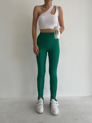 Ön Yırtmaçlı Yüksek Bel Naomi Tayt 6137 - Yeşil - 1